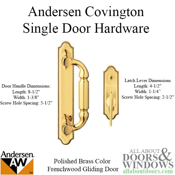 Andersen Frenchwood Gliding Door Trim Covington, 2 Panel Interior & Exterior - Polished Brass