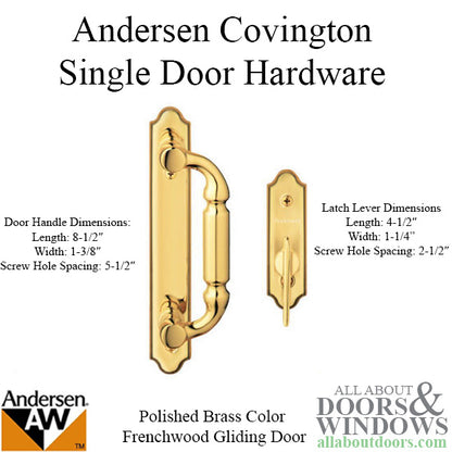 Andersen Frenchwood Gliding Door Trim Covington, 2 Panel Interior & Exterior - Polished Brass