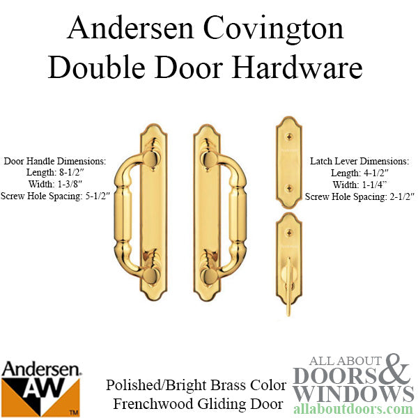 Andersen Frenchwood Gliding Door Trim Covington, 4 Panel Interior & Exterior - Bright Brass