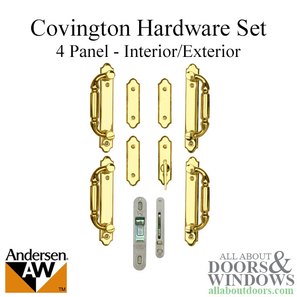 Andersen Frenchwood Gliding Door Trim Covington, 4 Panel Interior & Exterior - Bright Brass