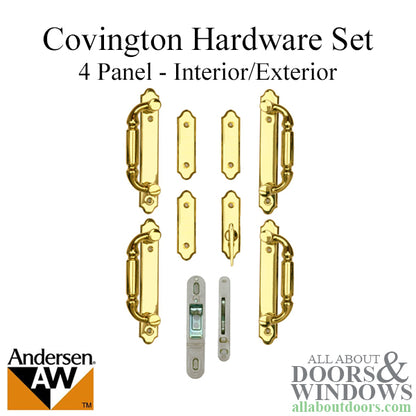 Andersen Frenchwood Gliding Door Trim Covington, 4 Panel Interior & Exterior - Bright Brass