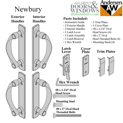 Andersen Newbury 2 Panel Gliding Door Hardware Set - Polished Chrome