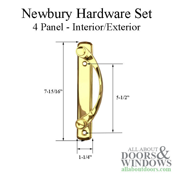 Andersen Newbury 4 Panel Gliding Door Hardware Set - Bright Brass