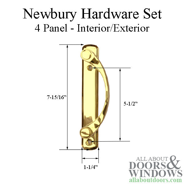 Andersen Newbury 2 Panel Gliding Door Hardware Set - Bright Brass
