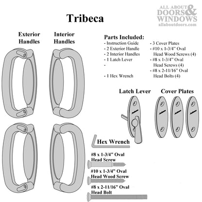 Andersen 4 Panel Gliding Door Tribeca Interior/Exterior Hardware Set - White