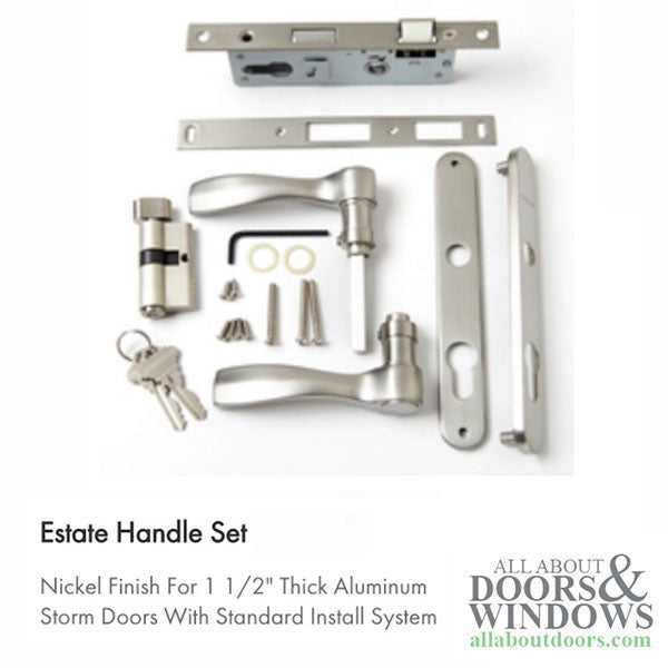 Andersen Storm Door Hardware, Estate Style - Lifetime Satin Nickel (PVD)-BLEMISHED