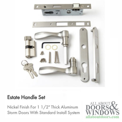 Andersen Storm Door Hardware, Estate Style - Lifetime Satin Nickel (PVD)-BLEMISHED