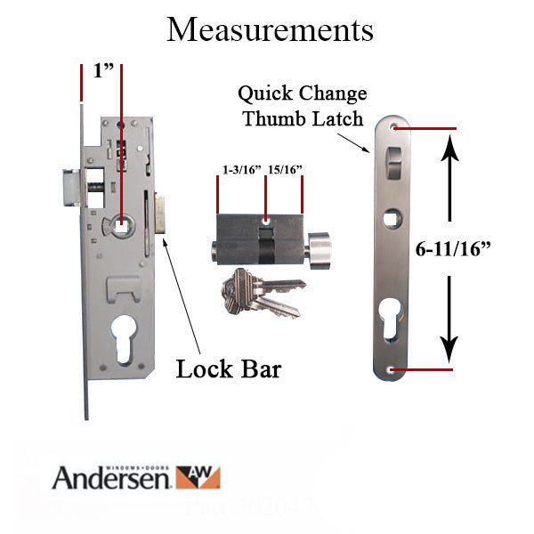 Andersen/Emco Mortise Lock Handleset Replacement for Doors Made After 2004