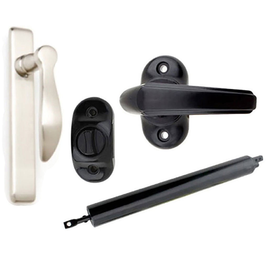 Andersen/ Emco Storm Door Hardware Kit - Satin Nickel Exterior, Black Interior