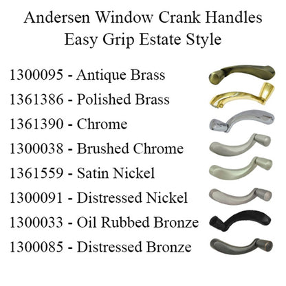 Andersen Perma-Shield Casement Window Crank/Handle - Easy Grip - Estate Style - Brushed/Satin Nickel