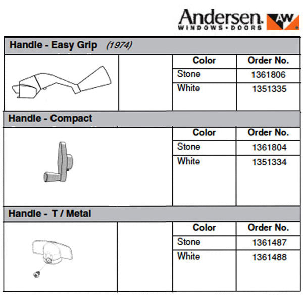 Andersen Casement Window Crank/Handle - T/Metal - White