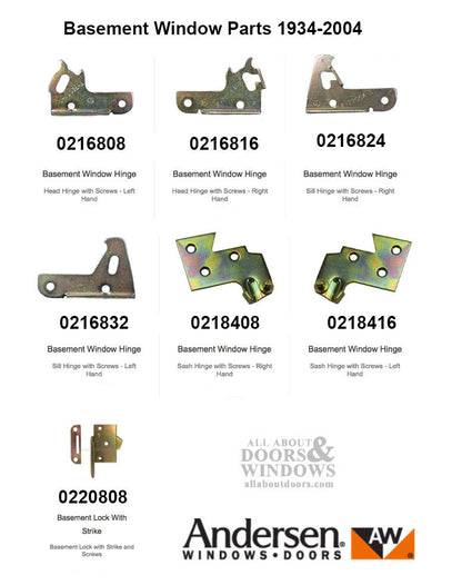 Head Hinge - Left 7205-1, Andersen Basement / Utility window