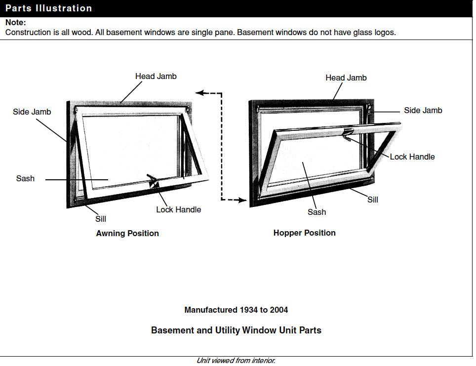 Sill Hinge - Right 7205-3, Andersen Basement/Utility Window
