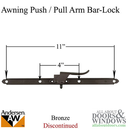 Andersen Discontinued Vintage Push Arm, Awning Lock - Bronze