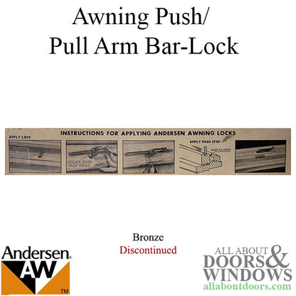 Andersen Discontinued Vintage Push Arm, Awning Lock - Bronze