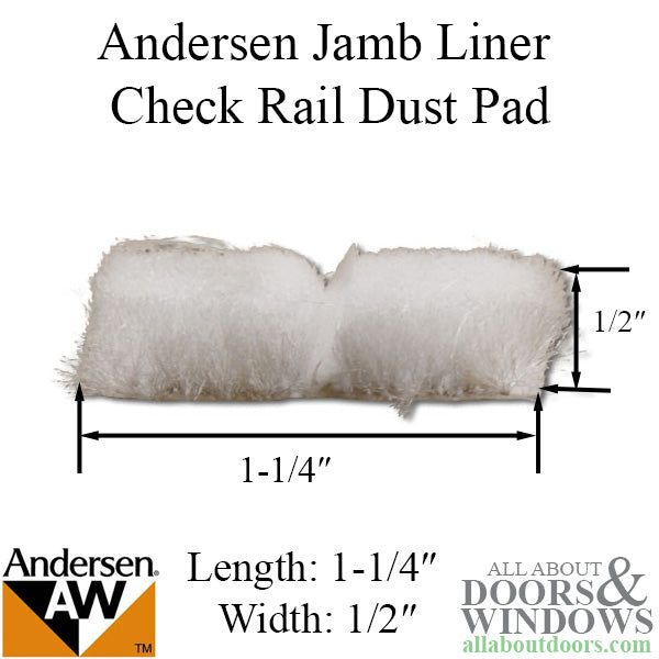 Dust Pad, Jamb Liner Check Rail, Andersen Tilt-Wash Double H
