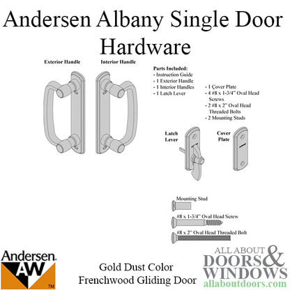 Andersen Frenchwood Gliding Door Trim Hardware, Albany, 2 Pa