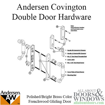 Andersen Frenchwood Gliding Door Trim Covington, 4 Panel Interior & Exterior - Bright Brass