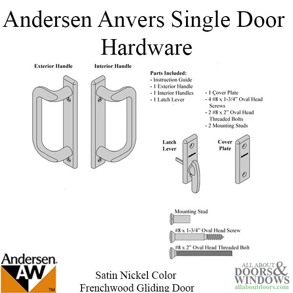 Andersen Frenchwood Gliding Door Trim Anvers 2 Panel Interior & Exterior, Brushed/Satin Nickel