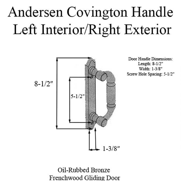 Andersen Frenchwood Gliding Door - Handle - Covington - Left Interior/Right Exterior - Oil Rubbed Bronze