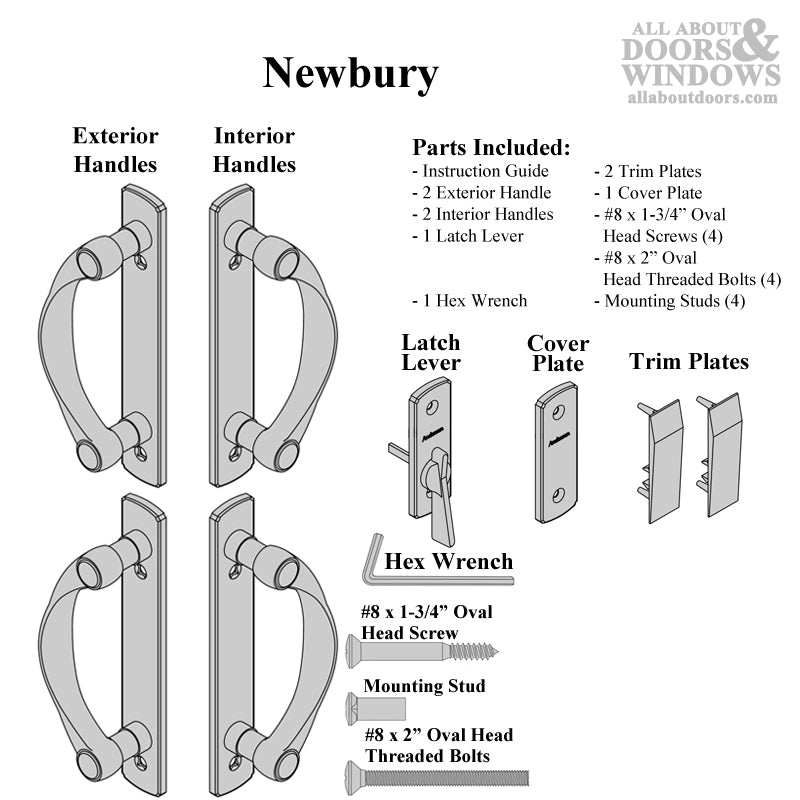 Andersen Newbury 4 Panel Gliding Door Hardware Set - Antique Brass