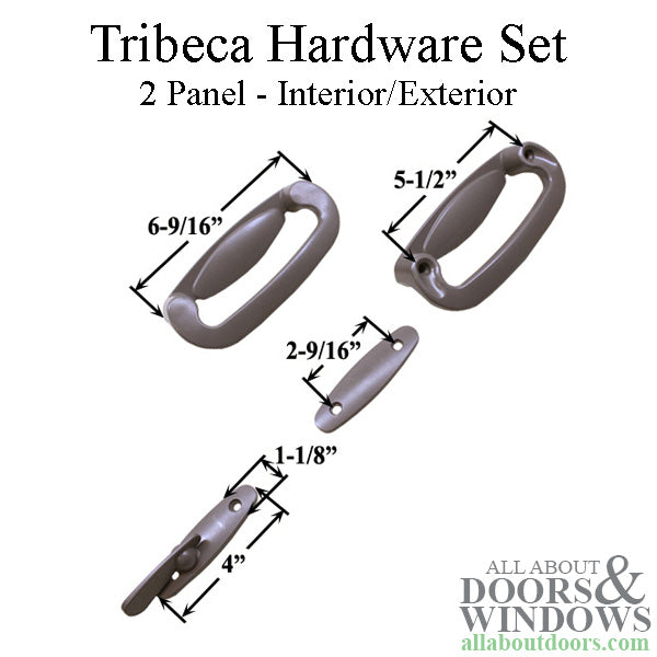 Andersen 2 Panel Gliding Door Tribeca Interior/Exterior Hardware Set - Stone