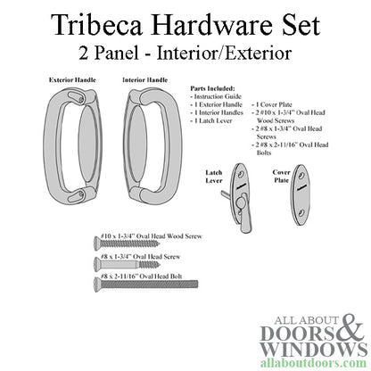 Andersen 2 Panel Gliding Door Tribeca Interior/Exterior Hardware Set - Stone