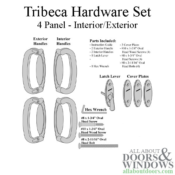Andersen 4 Panel Gliding Door Tribeca Interior/Exterior Hardware Set - White