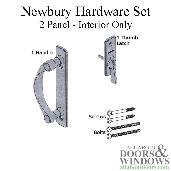 Andersen Newbury 2 Panel Gliding Door Trim Hardware, INTERIOR ONLY - Bright Brass