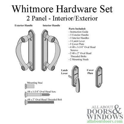 Andersen 2-Panel Gliding Door Interior/Exterior Trim Whitmore Hardware Set - Oil-Rubbed Bronze