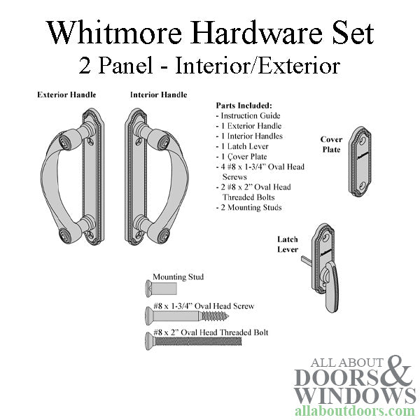 Andersen Whitmore 2-Panel Gliding Door Interior/Exterior Trim Hardware - Antique Brass