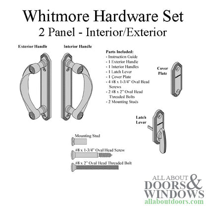 Andersen Whitmore 2-Panel Gliding Door Interior/Exterior Trim Hardware - Satin Nickel