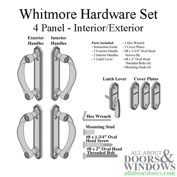 Andersen Whitmore 4-Panel Gliding Door Interior/Exterior Trim Hardware Set - Bright Brass