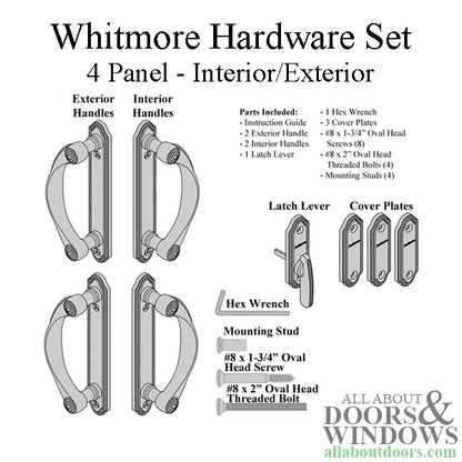 Andersen Whitmore 4-Panel Gliding Door Interior/Exterior Trim Hardware Set - Bright Brass