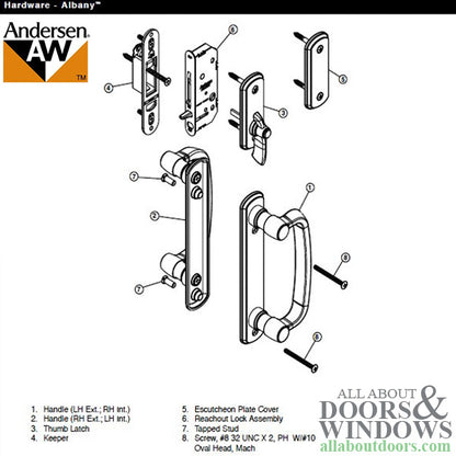 Andersen Frenchwood Gliding Doors - Lock Assembly - Albany -