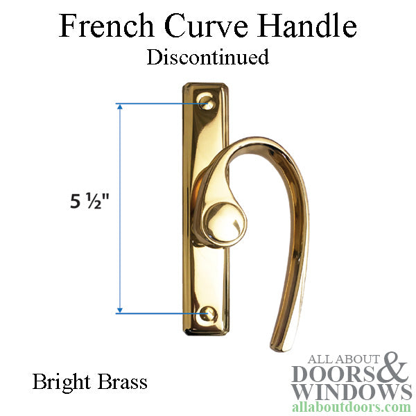 Andersen French Curve Gliding Door Handle - Right Interior/Left Exterior - Bright Brass