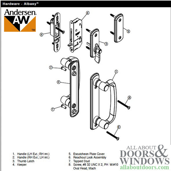 Andersen Frenchwood Gliding Doors - Lock Assembly - Albany -