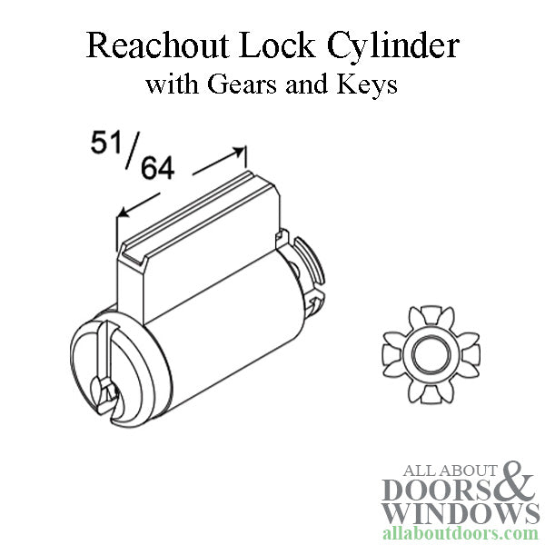 Andersen 5-Pin Reachout Lock Cylinder with Keys - Bright Brass