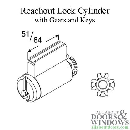 Andersen 5-Pin Reachout Lock Cylinder with Keys - Bright Brass