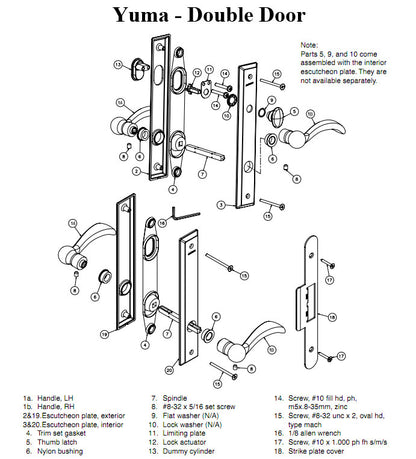 Andersen Yuma Double Door Hardware Kit - Non-Keyed - Distressed Bronze