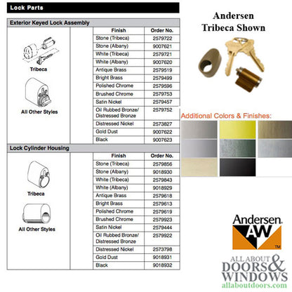Andersen Keyed Lock Cylinder with Housing FWH - Stone