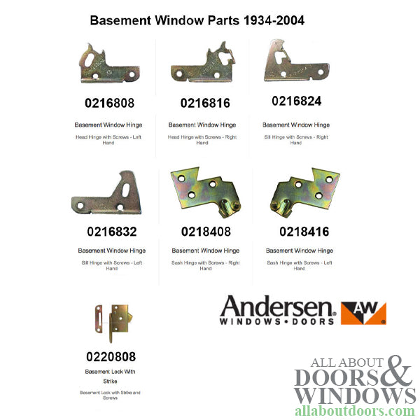 Sill Hinge - Left 7205-4, Andersen Basement/Utility Window