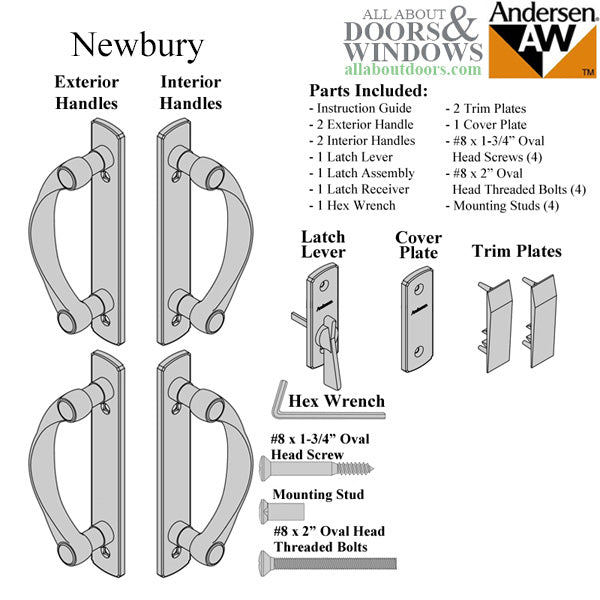 Andersen Newbury 4 Panel Gliding Door Hardware Set - Oil Rubbed Bronze