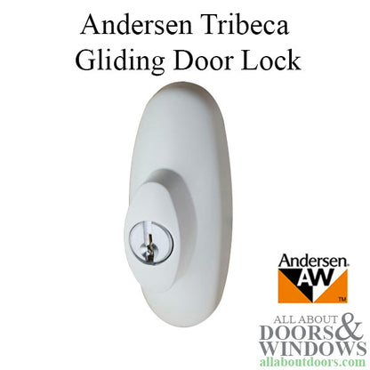 Blemished Keyed Lock Assembly for Andersen Tribeca Gliding Door - Left Hand, White