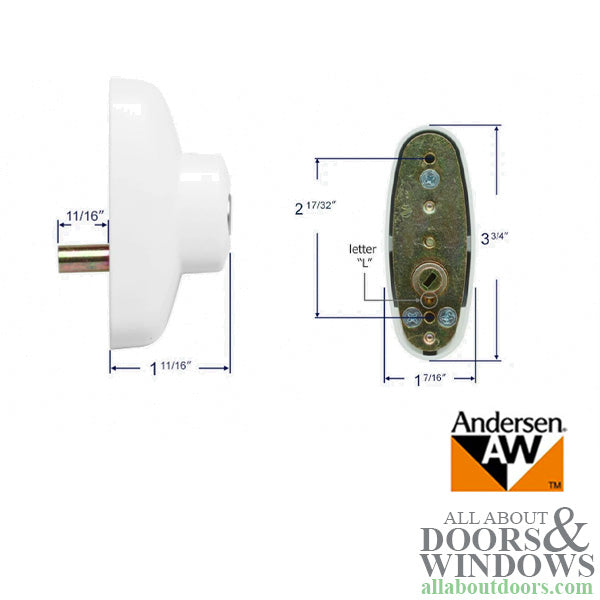 Blemished Keyed Lock Assembly for Andersen Tribeca Gliding Door - Left Hand, White