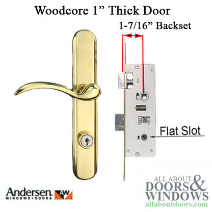 Andersen 43077 Traditional Storm Door Handle Set for Woodcore Doors, Blemished - Polished Brass
