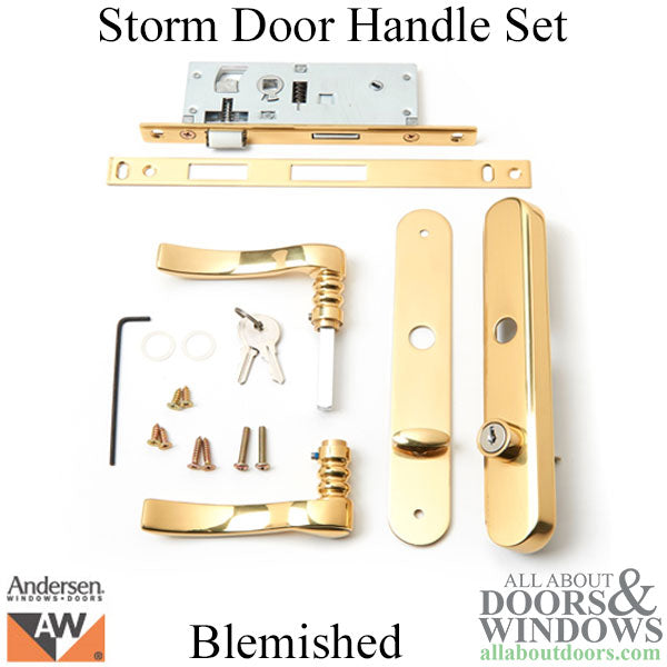 Andersen 43077 Traditional Storm Door Handle Set for Woodcore Doors, Blemished - Polished Brass