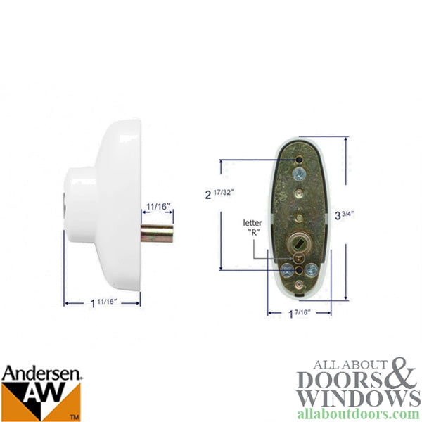 Blemished Keyed Lock Assembly for Andersen Tribeca Gliding Doors - Right Hand, White