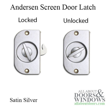 Andersen 2 Panel Patio Door Screen Latch / Lock - Satin Silver