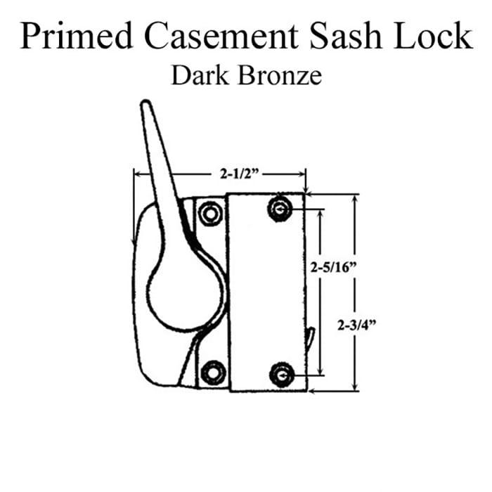 Andersen Left Hand Primed Casement Sash Lock - Dark Bronze